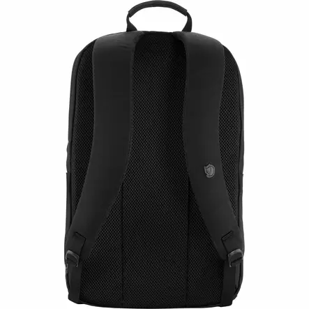 Fjällräven Räven 28 Black/Black Den har en separat vadderad ficka för bärbar dator (upp till 15 "). En liten ficka med dragkedja, fodrad med fleece, för solglasögon, mobiltelefon osv. Två rymliga fack med dragkedja, med innerfickor som gör det lättare att hålla saker i ordning. Ryggsäcken har också en dragkedjeförsedd frontficka och två sidofickor för vattenflaskor och andra föremål du vill ha lätt tillgängliga. Vadderade axelremmar känns bekväma mot axlarna och den skumfyllda ryggpanelen ger ryggsäcken en sportig struktur och ökar bärkomforten. Den slitstarka bärhandtaget är försett med läderdetaljer. Ryggsäckens volym är 28 liter. * Enkel och slitstark ryggsäck på 28 liter i G-1000 HeavyDuty-material* Perfekt för pendling och vardagsanvändning* Bekväma vadderade axelremmar och ryggpanel* I det stora facket finns det en vadderad ficka för bärbara datorer upp till 15"* Fickan har en säker dragkedja på insidan* I fronten finns dragkedje-försedda nätfickor vilket gör att dina föremål är lätta att se - vikt: 1000 g- material: G-1000® HeavyDuty Eco: 65 % polyester, 35 % bomull- material 2: 100% polyamid- volym: 28 liter- bredd: 36 cm- höjd: 47 cm- djup: 15,5 cm- ficka för bärbar dator: 15" - Ryggsäckar, väskor - 7323451102240 - 2