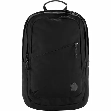Fjällräven Räven 28 Black/Black Den har en separat vadderad ficka för bärbar dator (upp till 15 "). En liten ficka med dragkedja, fodrad med fleece, för solglasögon, mobiltelefon osv. Två rymliga fack med dragkedja, med innerfickor som gör det lättare att hålla saker i ordning. Ryggsäcken har också en dragkedjeförsedd frontficka och två sidofickor för vattenflaskor och andra föremål du vill ha lätt tillgängliga. Vadderade axelremmar känns bekväma mot axlarna och den skumfyllda ryggpanelen ger ryggsäcken en sportig struktur och ökar bärkomforten. Den slitstarka bärhandtaget är försett med läderdetaljer. Ryggsäckens volym är 28 liter. * Enkel och slitstark ryggsäck på 28 liter i G-1000 HeavyDuty-material* Perfekt för pendling och vardagsanvändning* Bekväma vadderade axelremmar och ryggpanel* I det stora facket finns det en vadderad ficka för bärbara datorer upp till 15"* Fickan har en säker dragkedja på insidan* I fronten finns dragkedje-försedda nätfickor vilket gör att dina föremål är lätta att se - vikt: 1000 g- material: G-1000® HeavyDuty Eco: 65 % polyester, 35 % bomull- material 2: 100% polyamid- volym: 28 liter- bredd: 36 cm- höjd: 47 cm- djup: 15,5 cm- ficka för bärbar dator: 15" - Ryggsäckar, väskor - 7323451102240 - 1