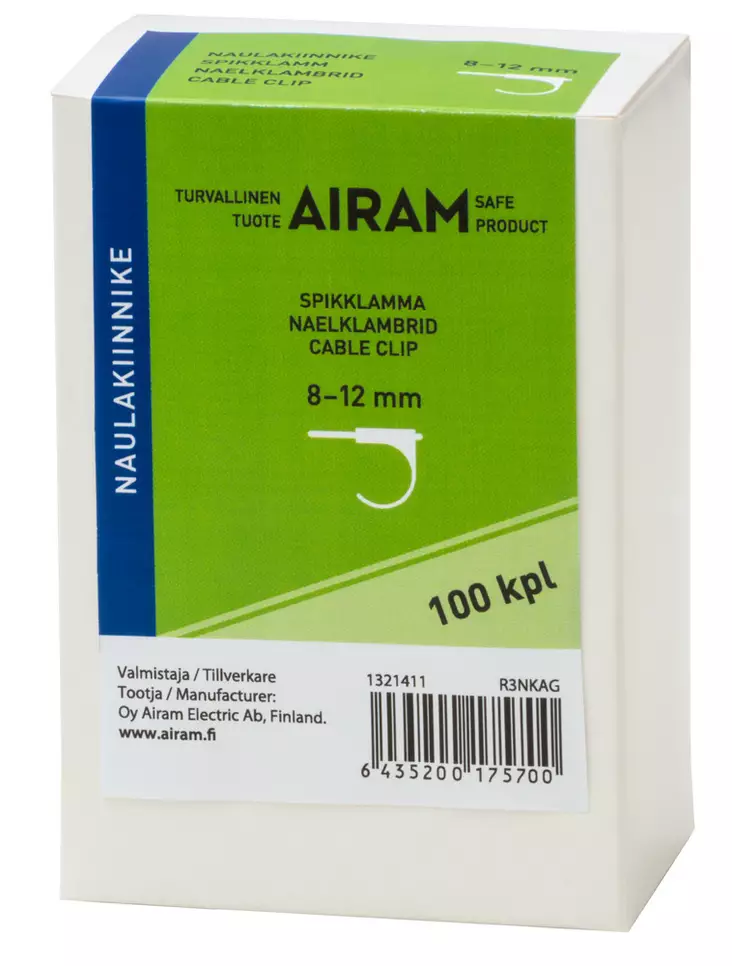Airam spikfäste 8-12 100 st/fp - Övriga elinstallationsmaterial - 6435200175700 - 1