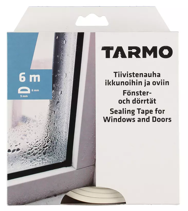Fönstertätning D-profil vit 6 m - Tejper - 6410413239210 - 2