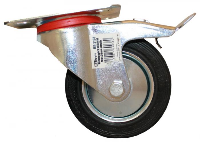 Vridbar möbelhjul 100x30 mm med broms - Möbelhjul, rörben - 6430074690380 - 1