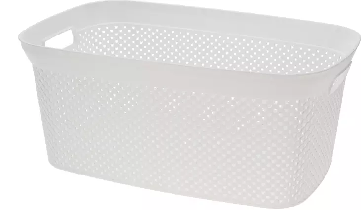 Tvättkorg med bärhandtag vit - Tvättning - 8720573156790 - 1
