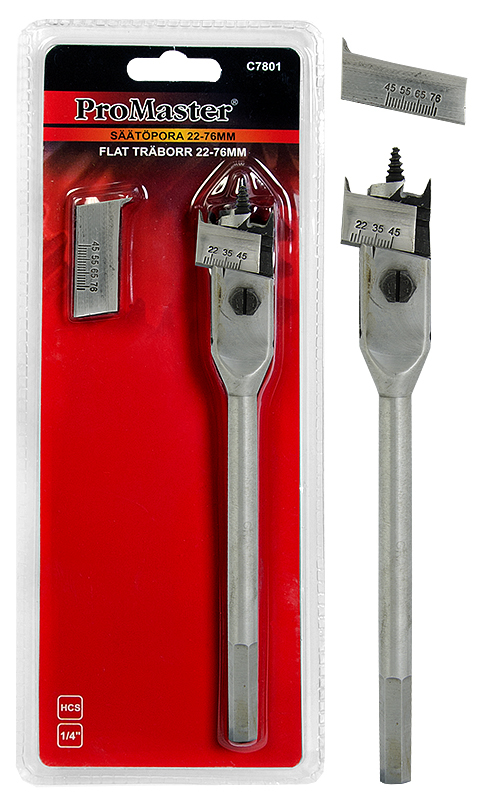 Justerbar borr 22-76 mm - Träborrarsats - 6420286878010 - 1