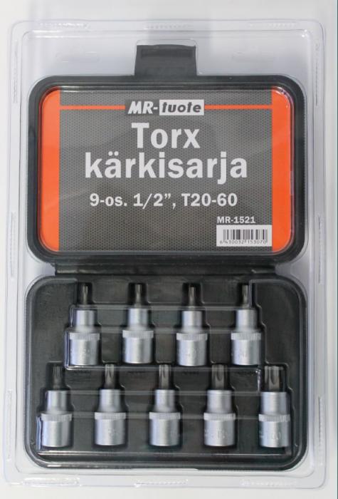 Torx bitssats 9-delar 1/2" - Skruvmejslar och -satser - 6430032153070 - 1