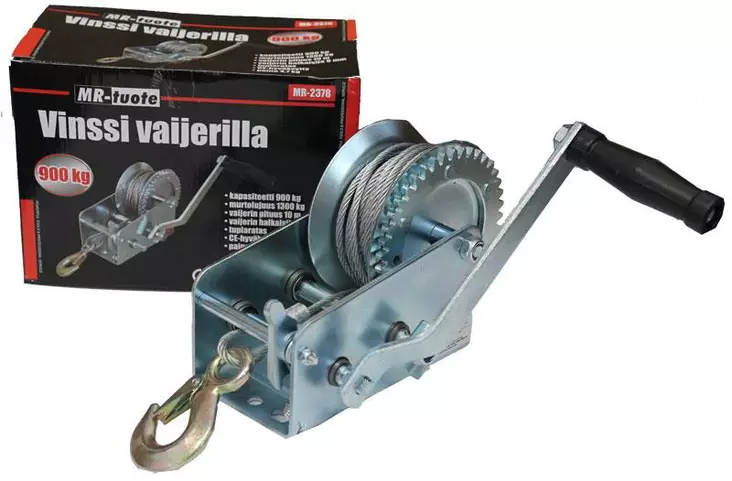 Talja med vajer 900 kg dubbelutväxling - Vinschar - 6430074692070 - 1