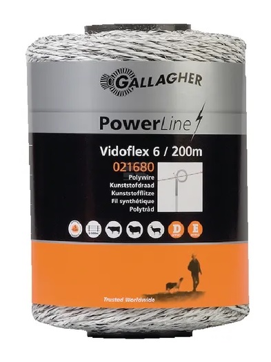 Stängseltråd Gallagher Vidoflex 6 200 m vit - Stängselband och -trådar - 8713235021680 - 1