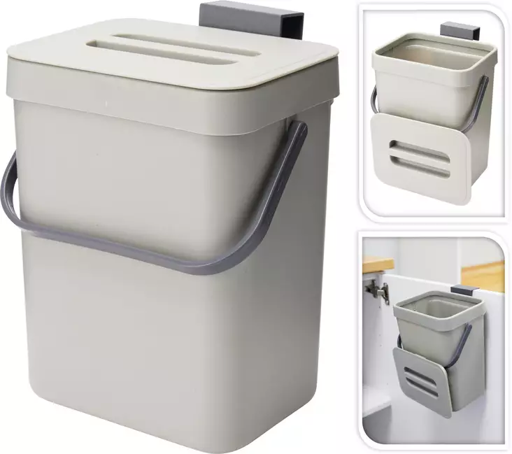 Kostkärl med lock 3 liter grå - Avfallshantering - 8721037635240 - 1