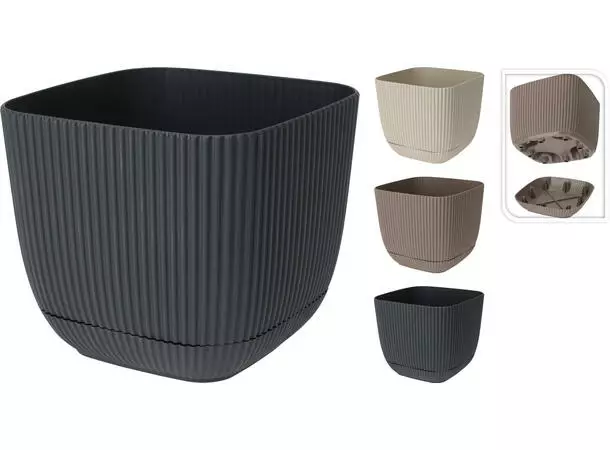 Kukkaruukku med underlägg fyrkantig - Krukor, vaser, korgar - 8720573272780 - 1