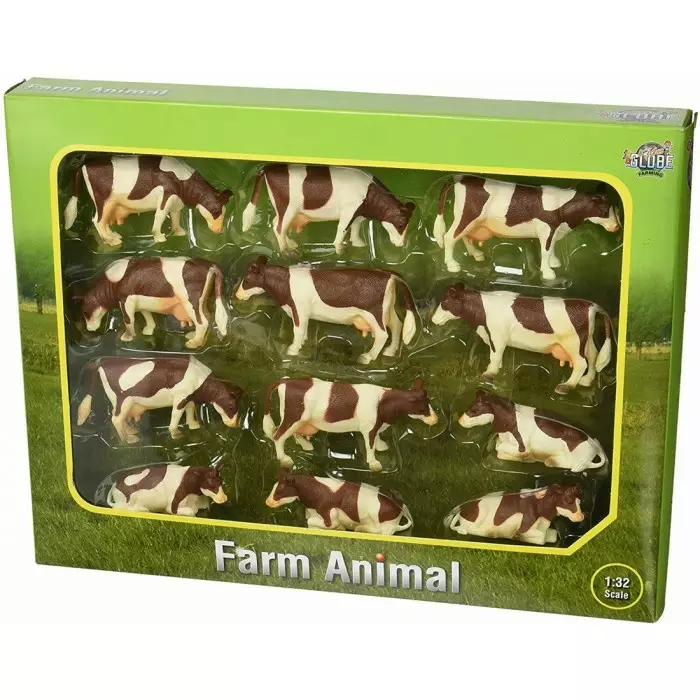 Kossats brun-vit 12 st/fp 1:32 - Andra lantbruks- och arbetsmaskinsleksaker - 8713219281000 - 2