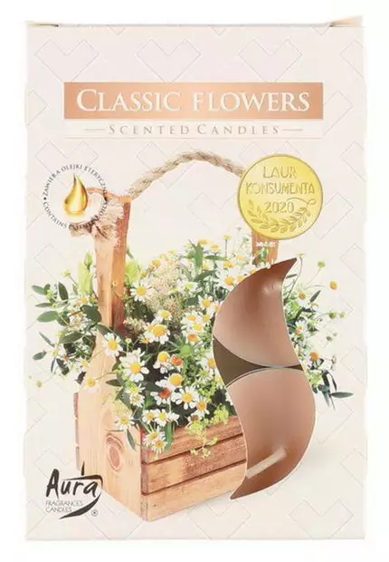 Doftande värmeljus Classic Flowers 6 st/fp - Rumsdofter, luftfräschare - 5906927038391 - 1
