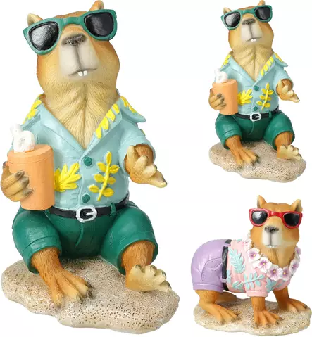 Avkopplande kapybara trädgårdsdekoration 16 cm - Trädgårdsskulpturer, dekorationer - 8721037855761 - 1