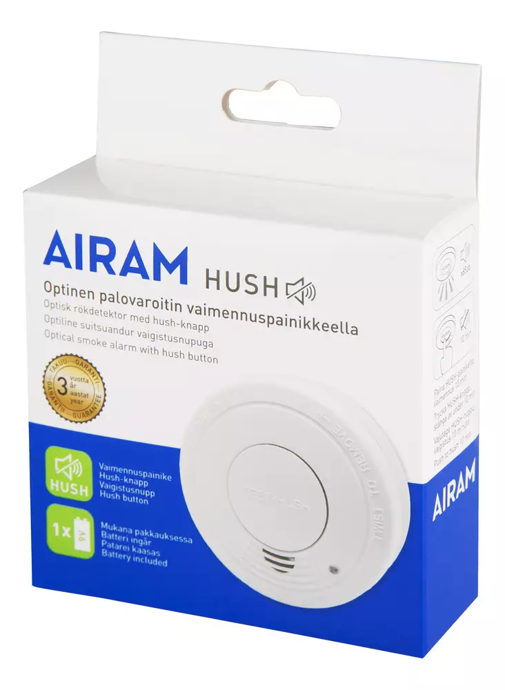 Airam optisk brandvarnare 9V Hush - Säkerhetsprodukter - 6435200255051 - 1