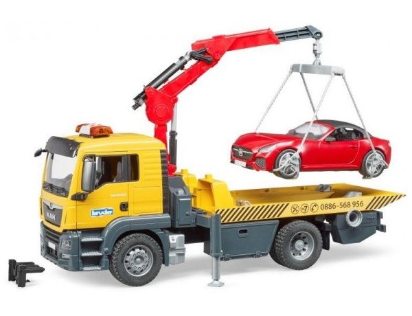 Bruder MAN TGS bärgningsbil med ljud/ljusmodul + offroadbil - Bruder arbetsmaskinsleksaker - 8719774888371 - 1