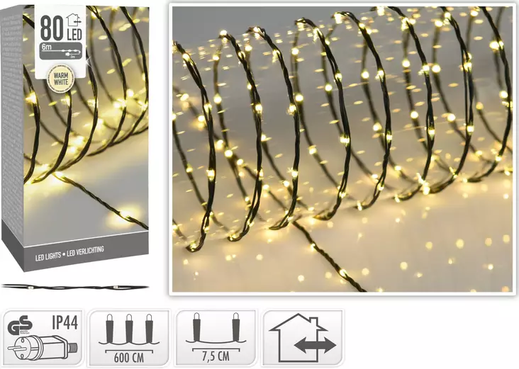 LED-ljusserie varm vit 80-delar mjuk sladd - Stämningsbelysning - 8719987973161 - 1