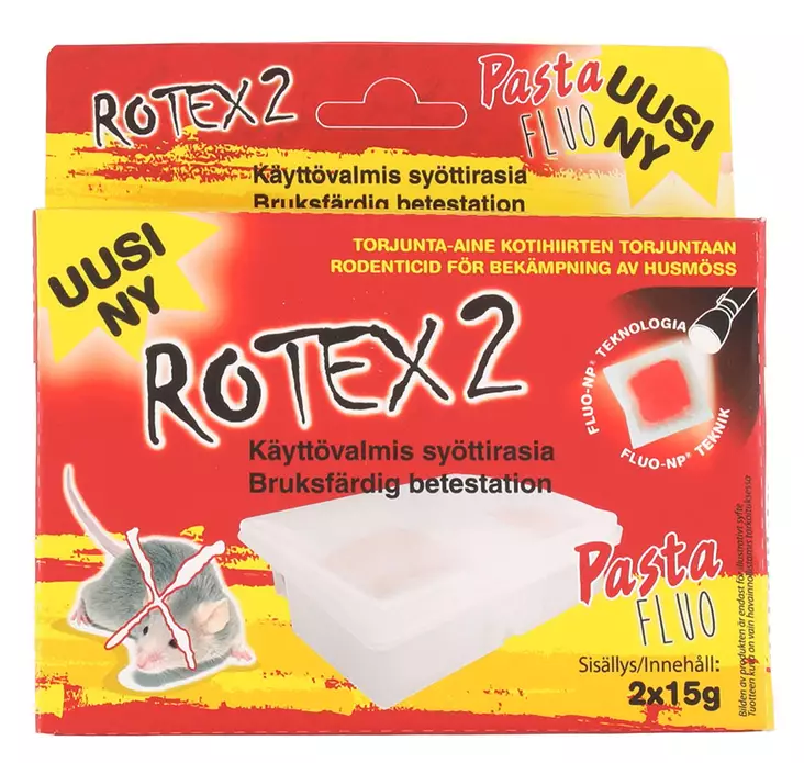 Rotex 2 musgift 2x15g + lockbete - Bekämpning av gnagare - 6410413145221 - 1