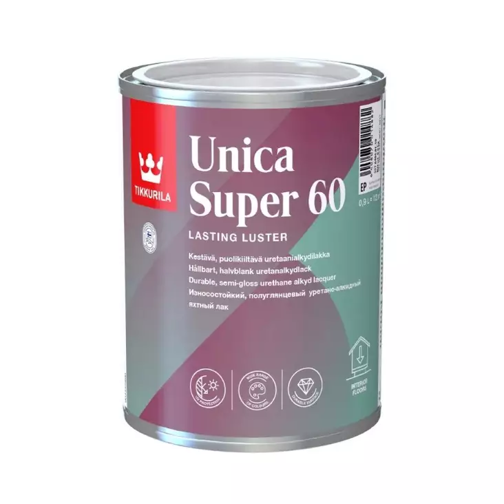Tikkurila Unica Super 60 halvglansig urethanalkydlack, kan nyanseras - Lacker, hartser - 6408070014851 - 1