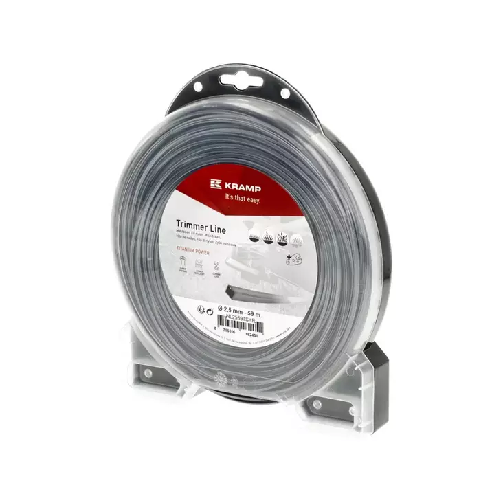 Grästrimmertråd grå fyrkantig 2,5mm 59m - Trimmers, röjsågar - 8716106162451 - 1