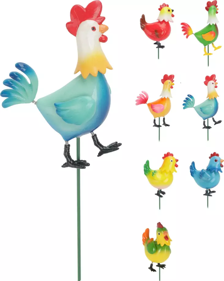 Trädgårdsdekoration höna / tupp - Trädgårdsskulpturer, dekorationer - 8720573984911 - 1