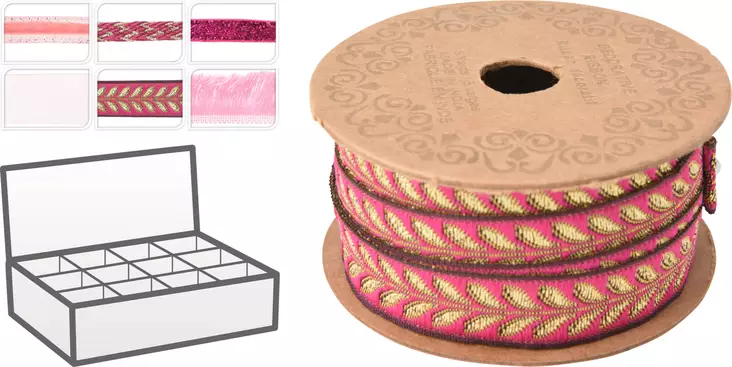 Dekorativt band rosa 35 mm 3 m - Hobbyartiklar - 8721037215671 - 1