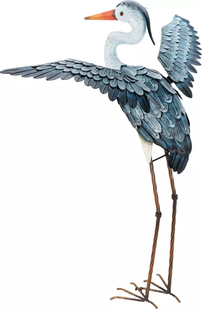 Blå stork i metall - Trädgårdsskulpturer, dekorationer - 8721037360241 - 1