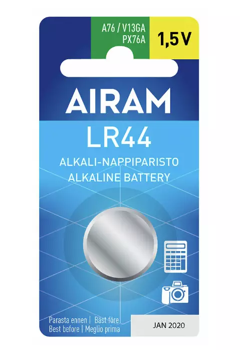 Airam alkalinbatteri LR44 1,5V - Batterier, testare - 6435200138071 - 1