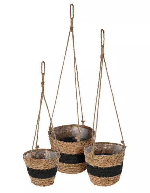 Flätad hängkruka med plastinredning - Krukor, vaser, korgar - 8720573192651 - 1