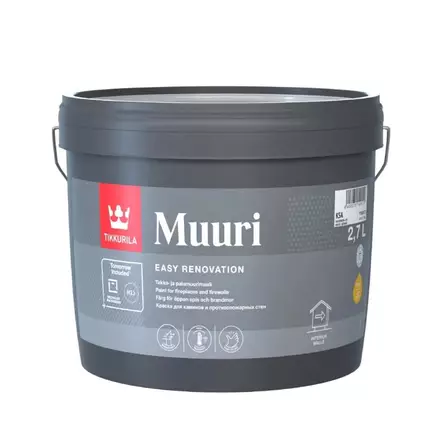 Tikkurila Muuri eldstads- och brandmur färg vit, kan färgas - Inomhusfärger - 6408070149102 - 1