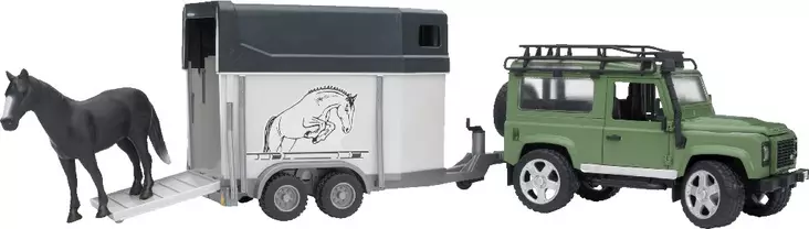 Bruder Land Rover Defender med hästsläp - Bruder arbetsmaskinsleksaker - 4001702025922 - 1