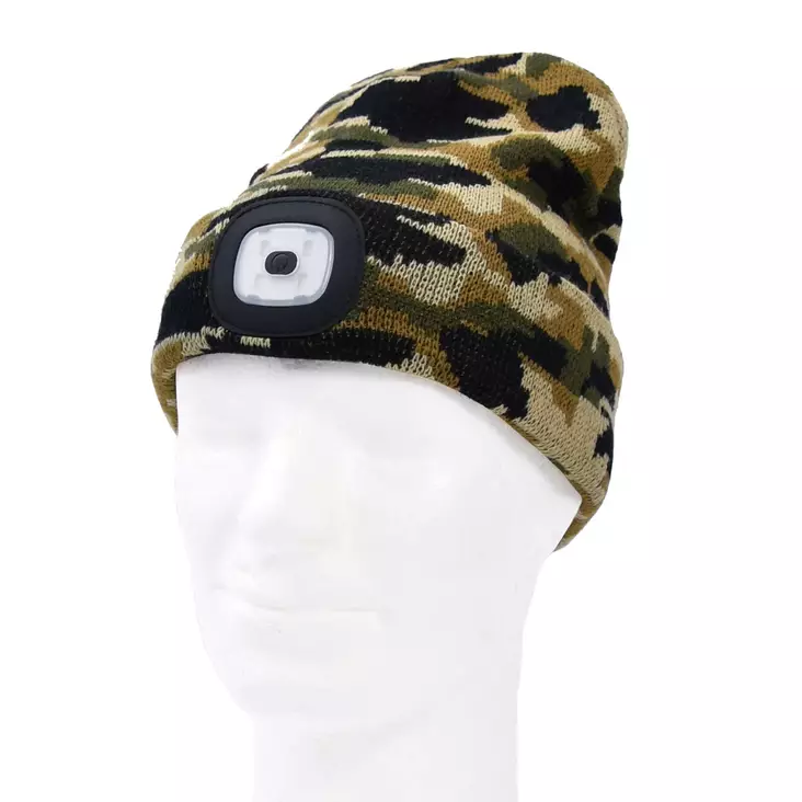 Mössa med LED-lampa 1 W Camo USB-laddbar - Pann- och handlampor - 6438152098172 - 1