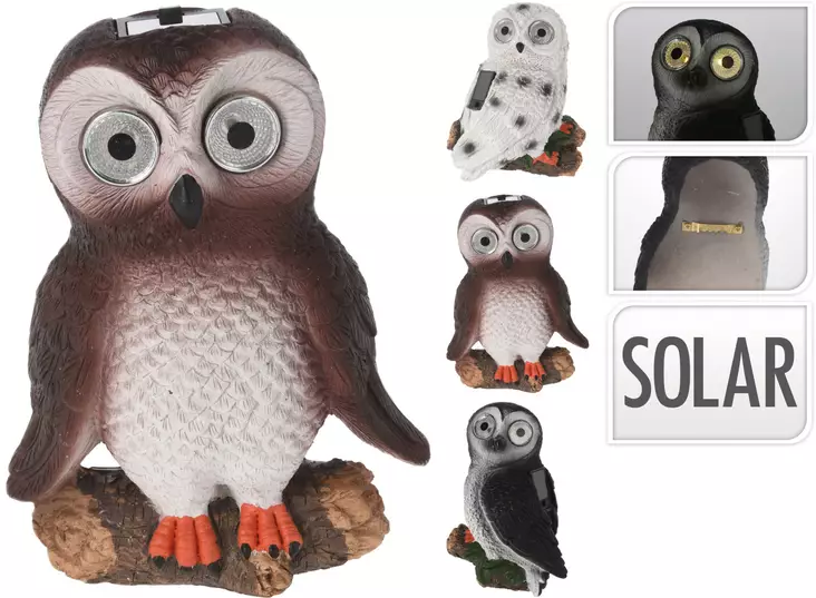 Solenergi uggla med solcell - Trädgårdsskulpturer, dekorationer - 8720573195492 - 1