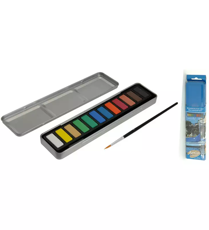 Vattenfärgssats 12-delar - Konstnärsmaterial - 8711295652752 - 1