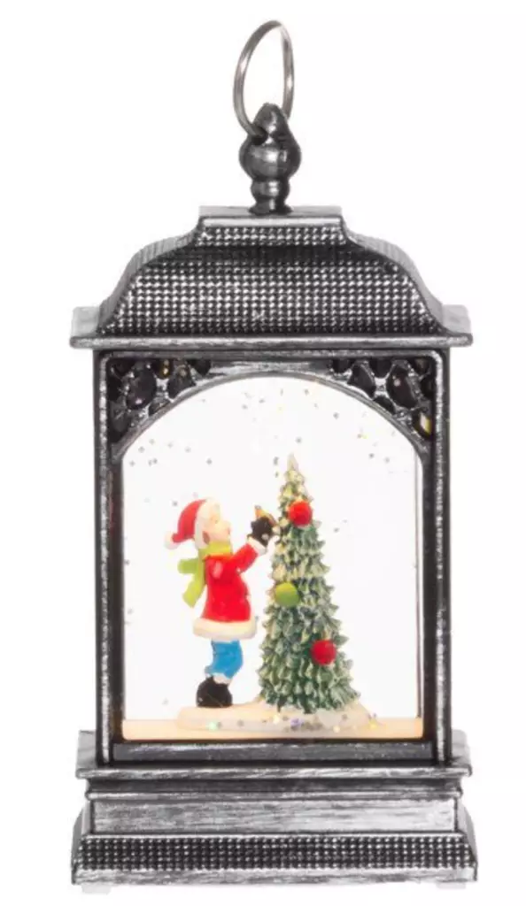 Snöfallslykta med ljus Tomte flicka silver - Stämningsbelysning - 6410416418872 - 1
