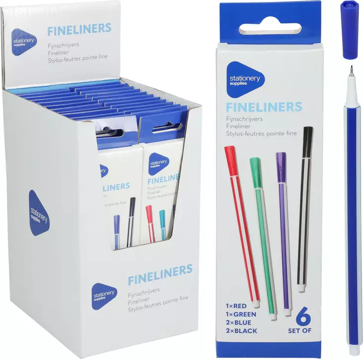 Fineliner med spetsiga pennor 8 st/fp - Kontorsmaterial - 8720573581752 - 1