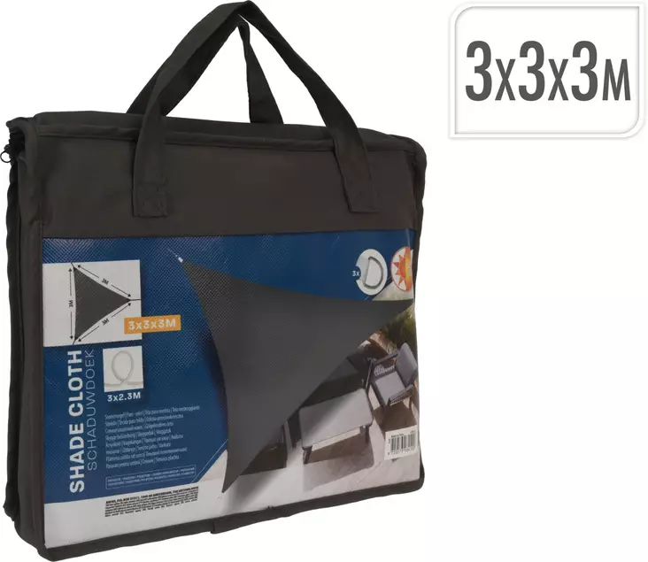 Solsegel triangel 3x3x3 m grå - Trädgårdstextilier - 8720573984102 - 1