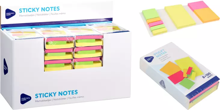 Neon anteckningsblock 8x100 ark - Kontorsmaterial - 8721037362832 - 1