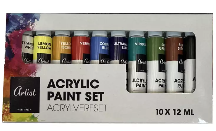 Akrylfärger 10 x 12 ml - Konstnärsmaterial - 8721037026062 - 1