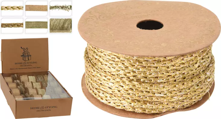 Dekorbånd guld 35 mm 3 m - Hobbyartiklar - 8721037215572 - 1