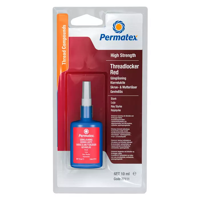 Permatex starka gänglåsning röd 10ml - Bilkemikalier - 8410410271112 - 1