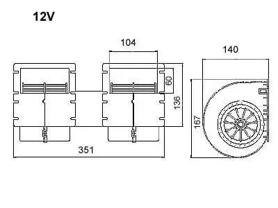 Fläkt komplett 12V 3-hastighets - Laddare för traktorer och arbetsmaskiner - svm0000008532 - 1