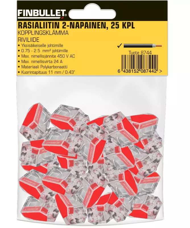 Rasconnector 2-polig 25 st - Bilbelysning och elektriska tillbehör - 6438152087442 - 1
