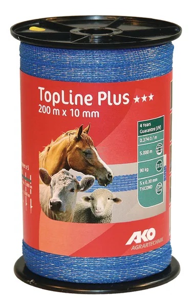 Stängselband AKO TopLine Plus 10 mm 200 m blå - Stängselband och -trådar - 4018653014363 - 1
