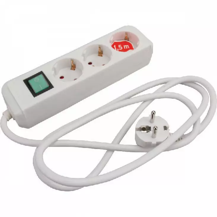 Förlängningssladd 3-vägs 1,5 m med strömbrytare - Förlängningssladdar - 4007123249343 - 1