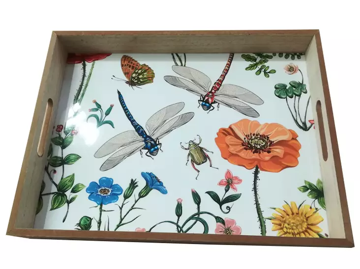 Blommor och insekter bricka 30x40x5 cm - Serveringsfat, dukning - 8719202972863 - 2