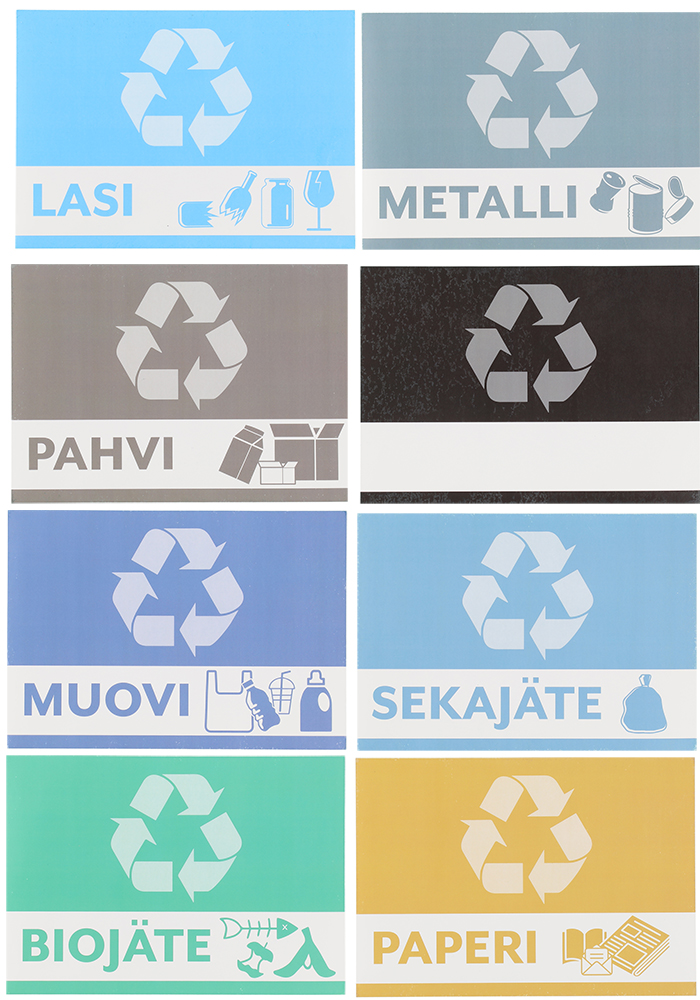 Sorteringstiketter för avfallsbehållare 8 st/fp - Avfallshantering - 6410416147383 - 1
