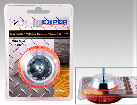 Nylonkoppsborste med skaft 50x6 mm K120 - Slipmaterial - 6438081003773 - 1