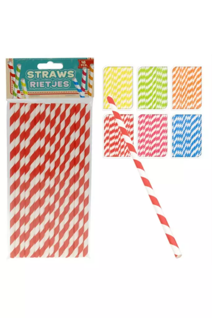 Randiga papperssugrör - Engångsartiklar - 8718158936943 - 1