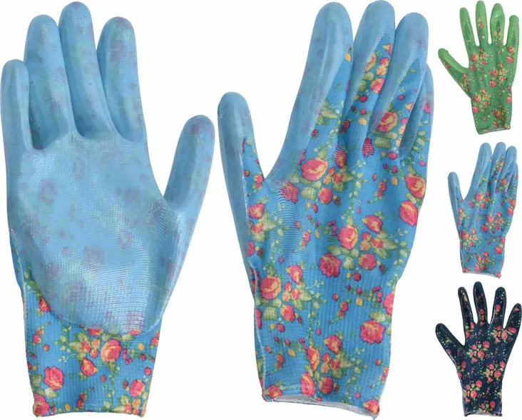Trädgårdshandskar med blommönster - Arbetshandskar - 8719202828443 - 1