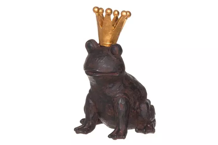 Trädgårdsstaty Groda med guldkrone - Trädgårdsskulpturer, dekorationer - 6410416242033 - 1