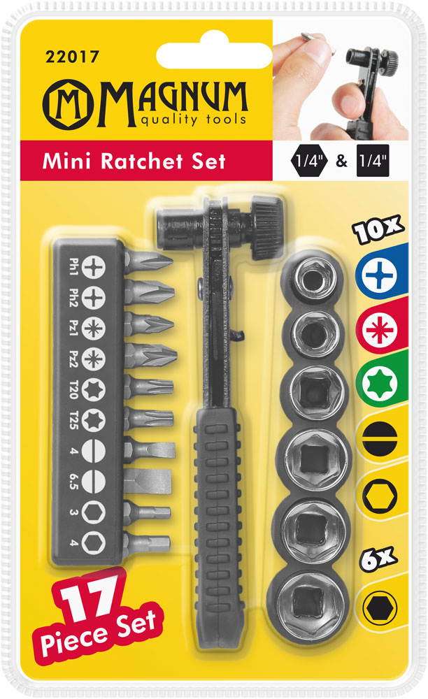 Ratskruvdragarsats 1/4" 17-delar - Skruvmejslar och -satser - 6418868220173 - 1