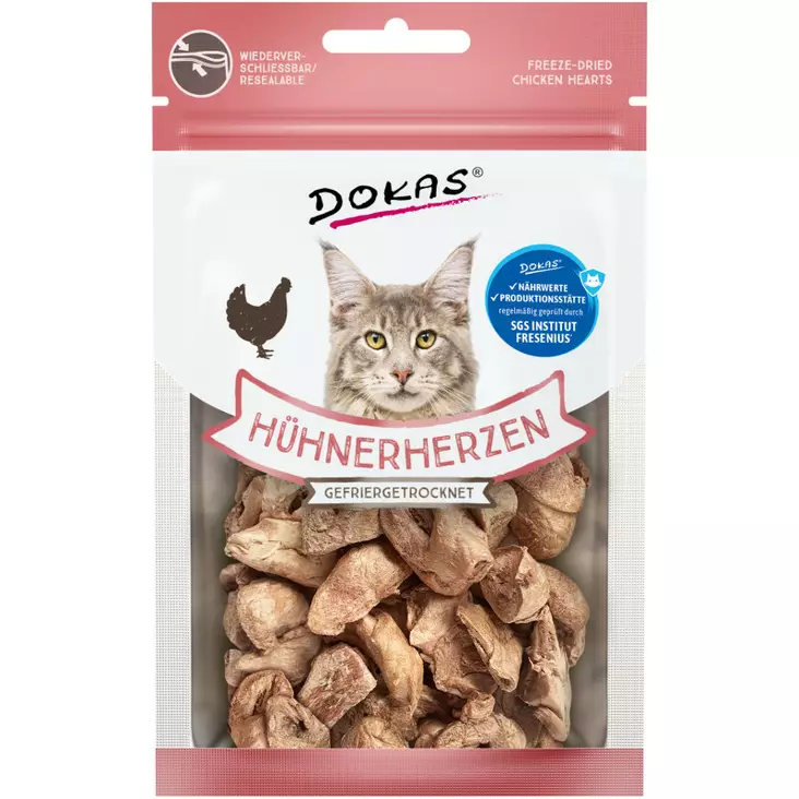 Dokas frystorkad kycklinghjärta för katter 15g - Hundmat - 4251276204203 - 1